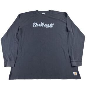 Y2K Carhartt Thermal Sweater Men's 2XL Tall K285 BLK Carhartt Spellout Waffle